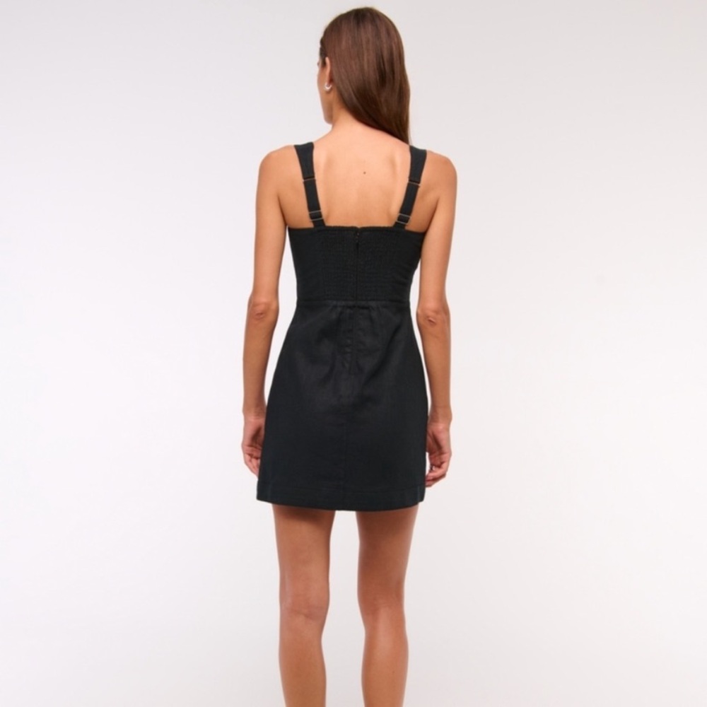 Abercrombie Black Linen-Blend Mini Dress - Picture 2 of 15